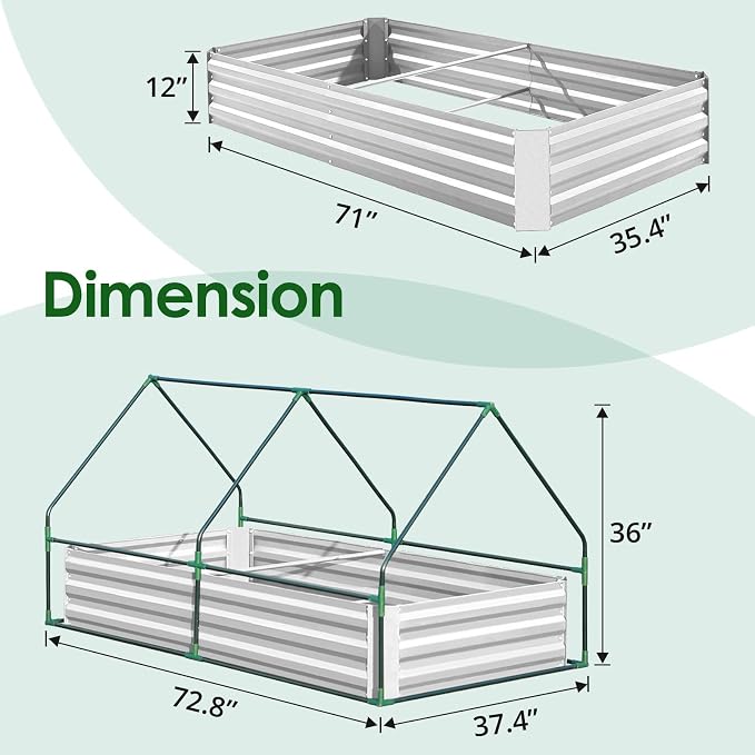 Quictent 6x3x1ft Galvanized Raised Garden Bed - Image 6