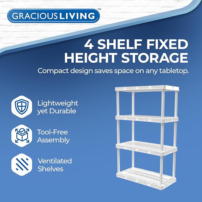 Gracious Living 4 Shelf Knect-A-Shelf Ventilated Light Duty Storage Home - Image 4