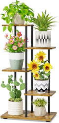 iDavosic.ly 4 Tier Plant Stand Indoor, Tiered Corner Metal Wood Multiple Flower by iDavosicly