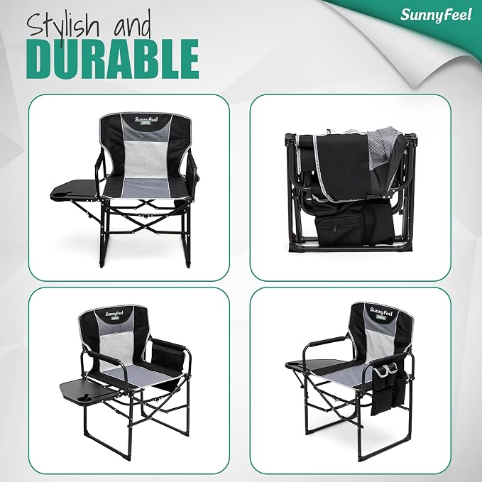 SUNNYFEEL Camping Directors Chair, Heavy Duty, Oversized Portable Folding Chair - Image 7