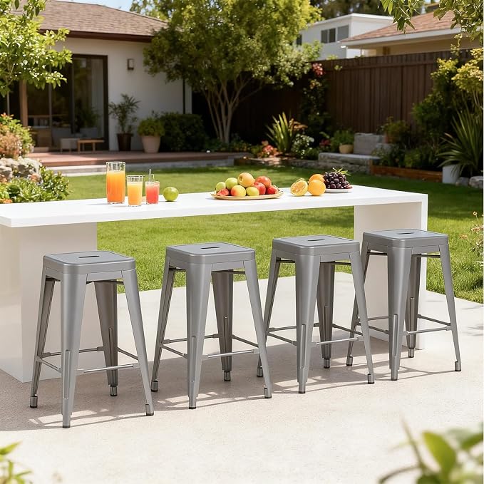 Stackable Metal Bar Stool Backless Indoor-Outdoor Counter Stools Fullmetal - Image 9