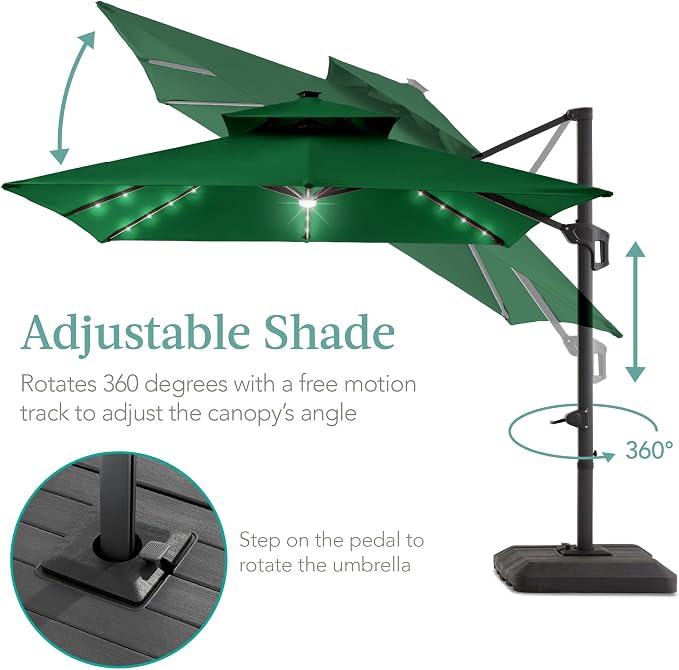 Best Choice Products 10x10ft Cantilever Patio Umbrella w/Base Included - Image 4