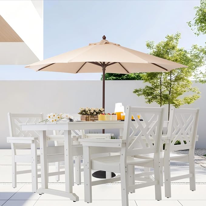 HDPE Dining Table Set for 4, 5-Piece Outdoor Table and Chairs Include 4 Dining - Image 7