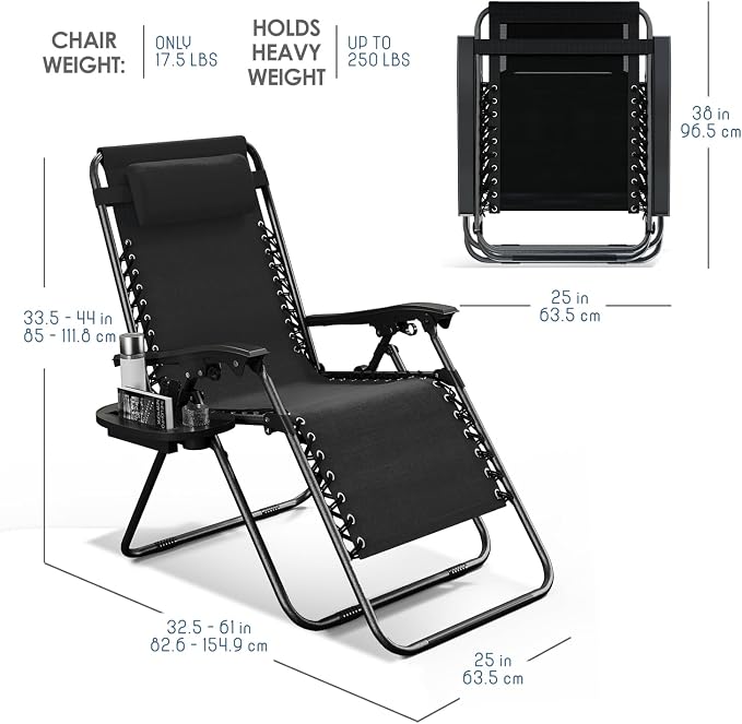 Nestl Zero Gravity Chairs, Portable Patio Lounge Chair Outdoor - Image 3