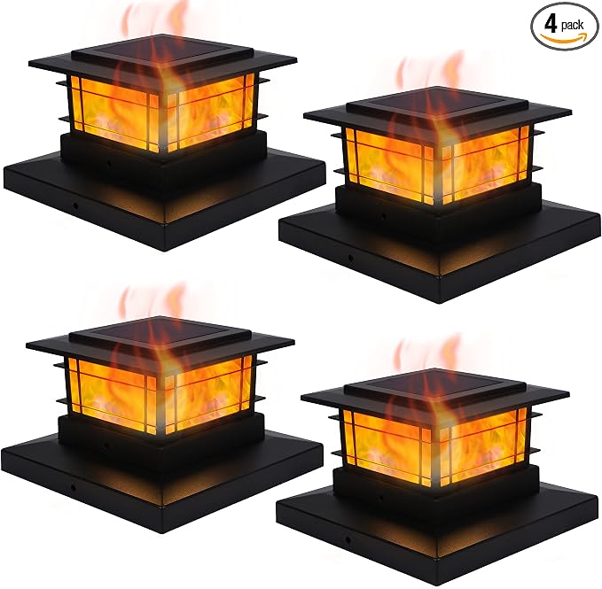 Dynaming 4 Pack Solar Post Cap Lights Outdoor by Dynaming
