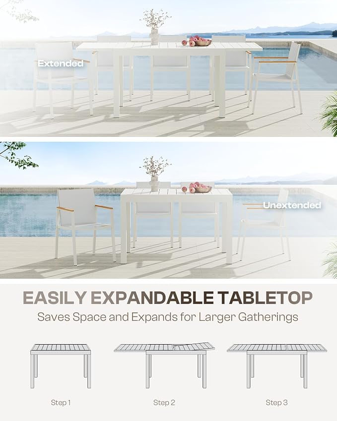 All-Aluminum Expandable Outdoor Patio Dining Table - Image 2