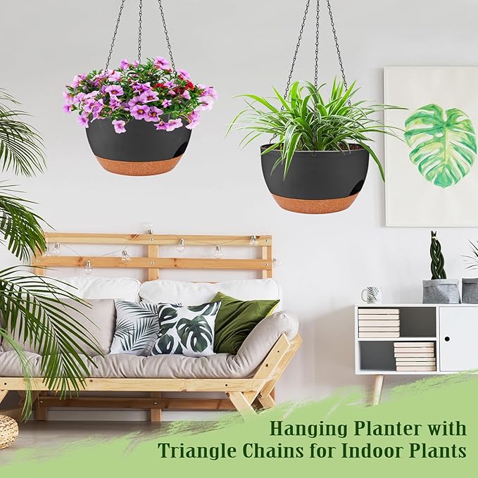 Hanging Planters for Outdoor Indoor Plants, 2 Pack 10 Inch Hanging Basket - Image 6