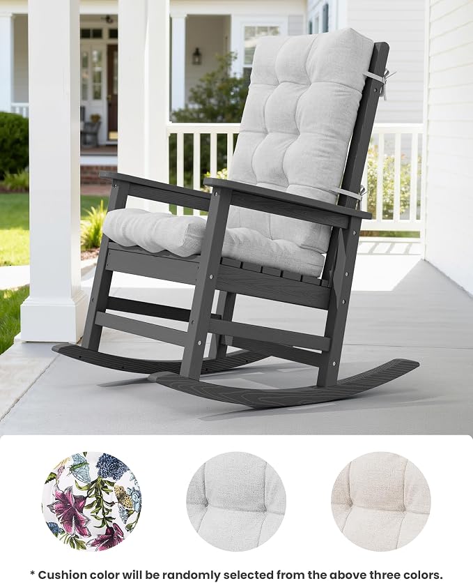 SERWALL Oversized Outdoor Rocking Chair Set of 2, HDPE Rocker - Image 4