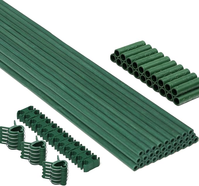MAXPACE 93pcs Garden Stakes Kit: Includes 30 Sets of Fiberglass Plant Sticks by MAXPACE