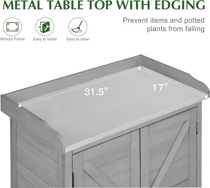 Outdoor Storage Cabinet & Potting Bench Table - Image 3