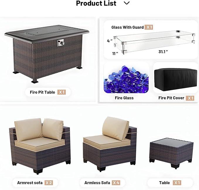 Kullavik 8 Pieces Outdoor Patio Furniture Set - Image 7