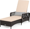 Tangkula Wicker Chaise Lounge Outdoor, Patio Rattan Reclining Chaise by TANGKULA