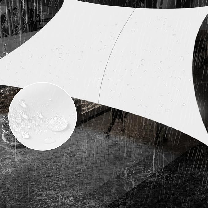 SUNNY GUARD Waterproof Sun Shade Sail 10' x 12' White Rectangle UV Block by SUNNYGUARD
