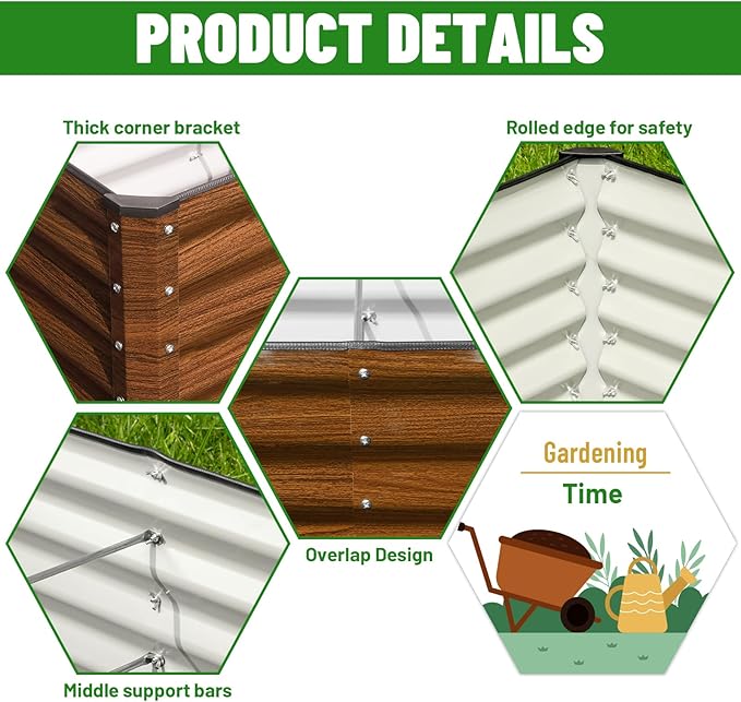 SnugNiture Galvanized Raised Garden Bed 8x4x2FT Outdoor Large Metal Planter Box - Image 3