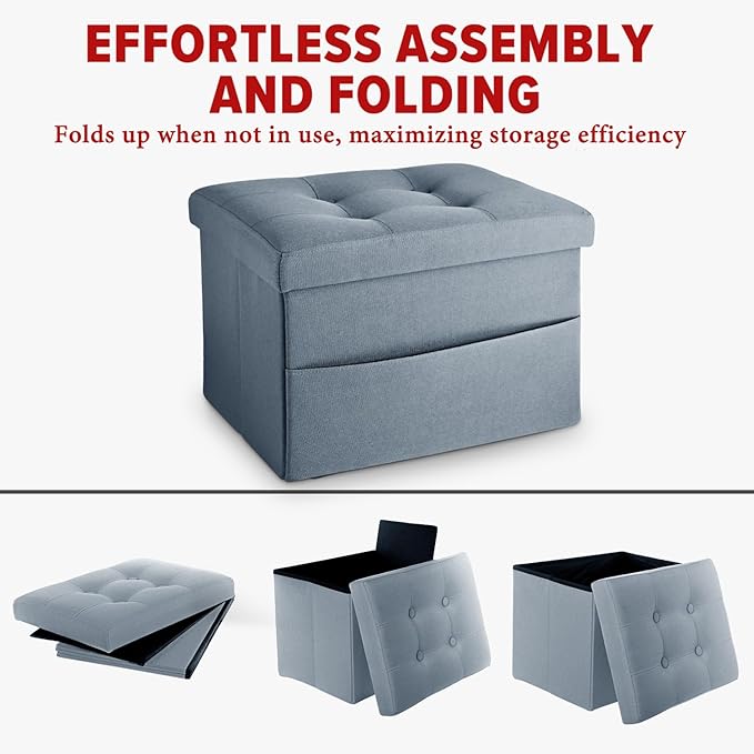 LINMAGCO Storage Ottoman Folding Foot Stool Ottoman - Image 4