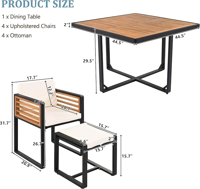 Merax 9 Pieces Outdoor Dining Set - Image 2