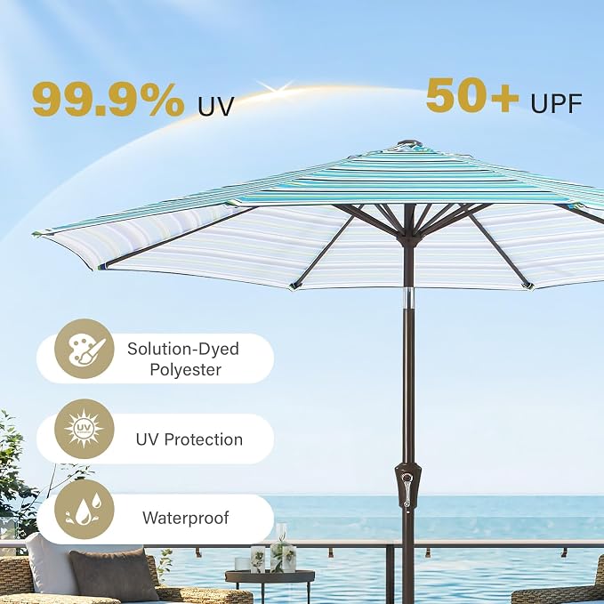 MEWAY 9ft Patio Umbrella Outdoor Table Umbrellas - Image 5