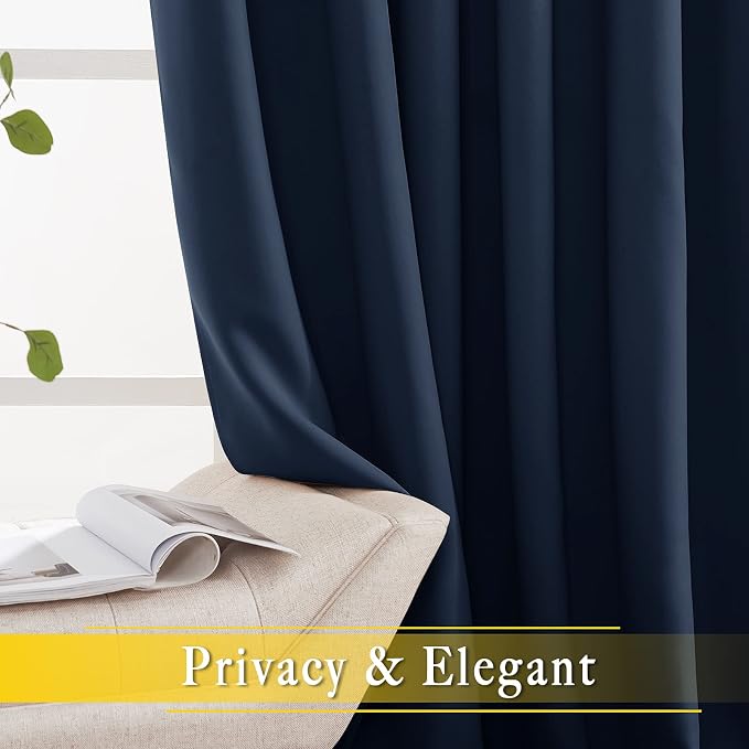 NICETOWN Blackout Navy Blue Bedroom Curtain 118 inches Long, Grommet Thermal - Image 6