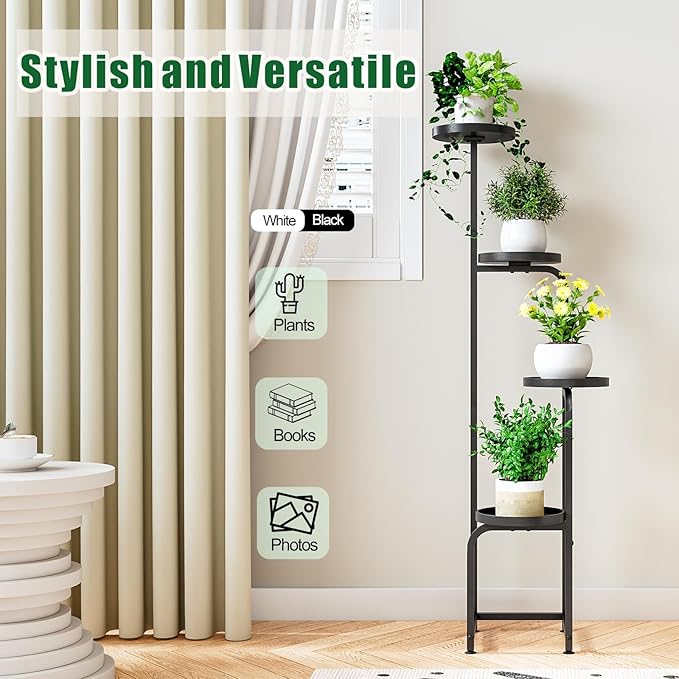 Plant Stand Indoor Outdoor 4 Tier Metal Plant Shelf - Image 3
