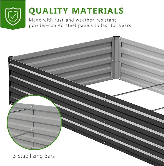 2PCS 10x3x1ft Galvanized Raised Garden Bed Kit, Metal Planter Box - Image 4