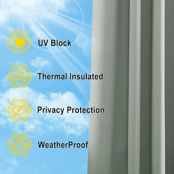 NICETOWN Patio Curtain for Outdoor Waterproof 120 inch Long, Extra Long - Image 6