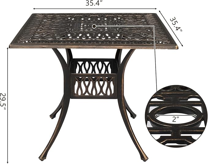 VINGLI 5 Pieces Outdoor Patio Dining Set, Cast Aluminium Patio Furniture Set - Image 8