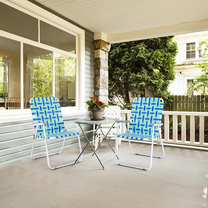 VINGLI Oversize Patio Lawn Webbed Folding Chairs Set of 2, Outdoor Beach Chair - Image 7