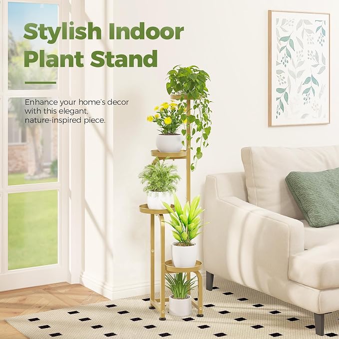 Bamworld Corner Plant Stand Indoor Outdoor, Tall Metal Flower Pot Stands - Image 6