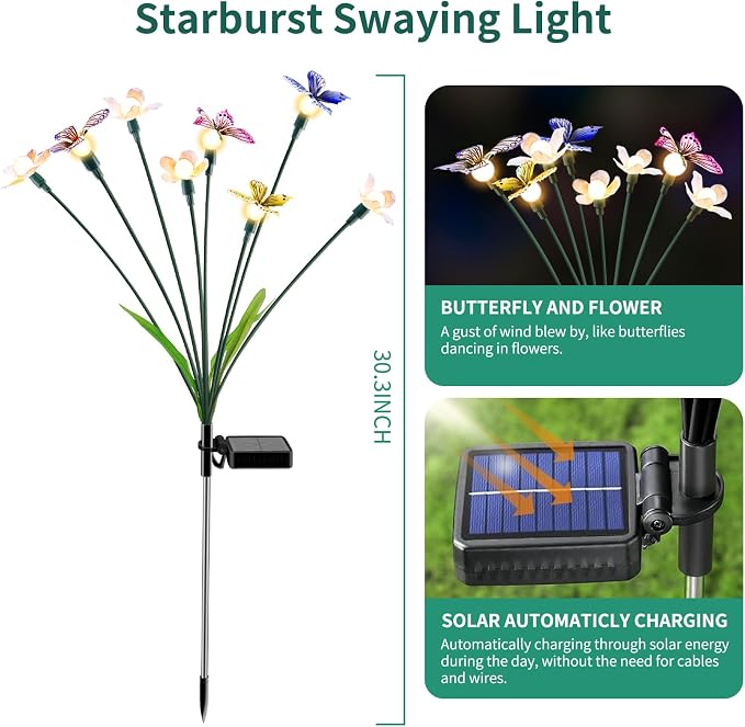 Solar Garden Lights, IP65 Waterproof Butterfly Lights - Image 2