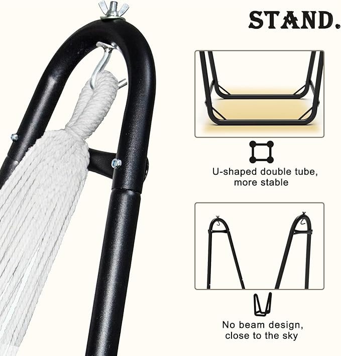 Hammock Chair with Stand, Heavy-Duty Hanging Chair with Stand, - Image 4