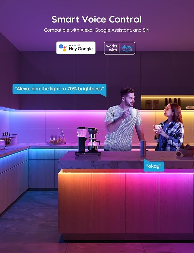 Govee RGBIC Alexa LED Strip Light 32.8ft, Smart WiFi LED Lights Work - Image 3