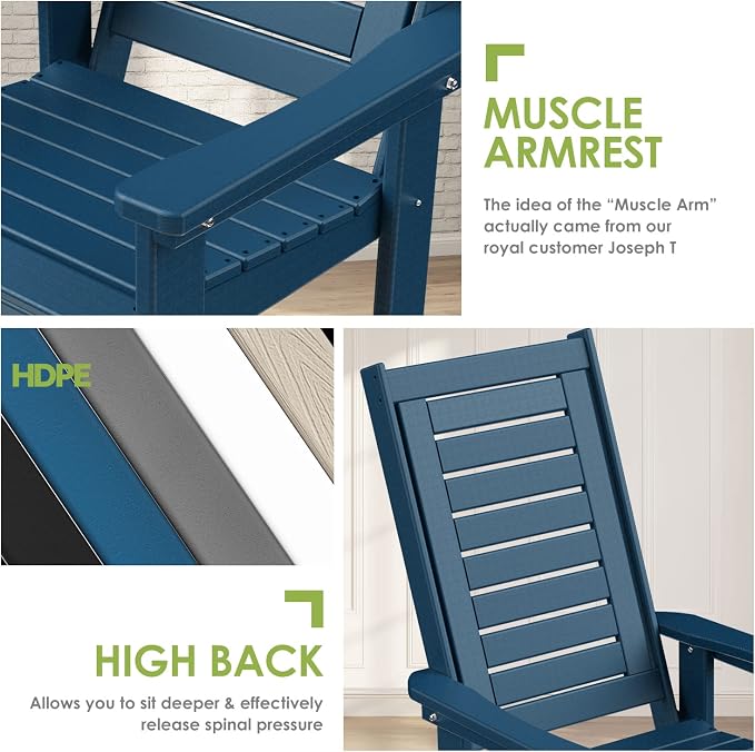 GREENVINES Outdoor Rocking Chairs | Set of 2 | Porch Rocker | HDPE Plastic | - Image 8