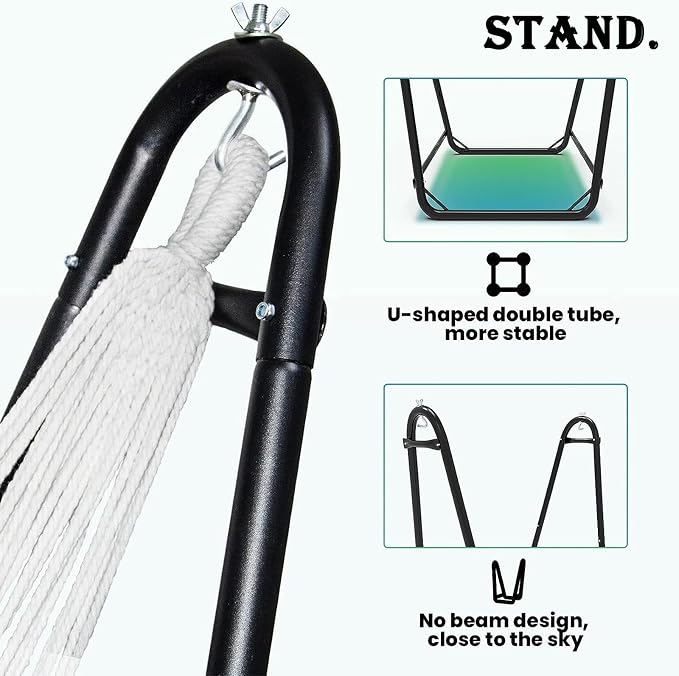 Hammock Chair with Stand, Heavy-Duty Hanging Chair with Stand, - Image 3