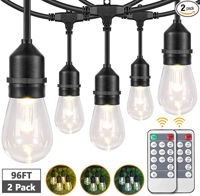 Lakumu 2-Pack 3 Color Dimmable LED Outdoor String Lights by Lakumu