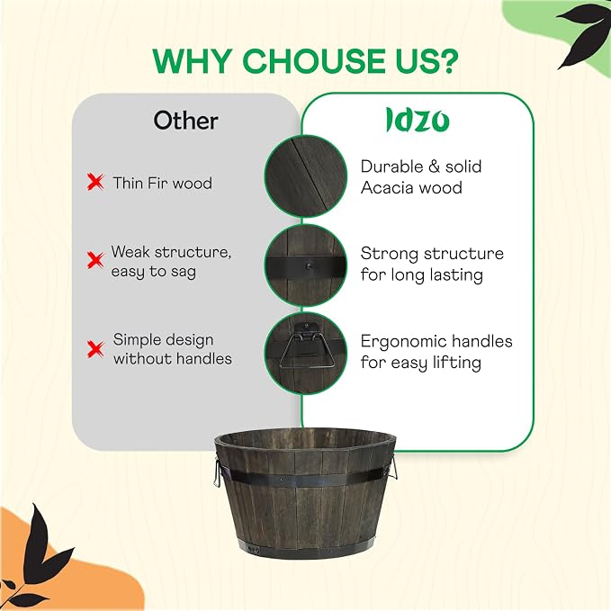 Idzo Set of 3 Wooden Flower Planters - Image 7
