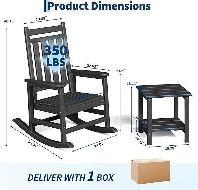 HDPE Rocking Chair Outdoor Set of 4 - Image 2
