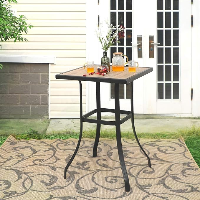 PHI VILLA 3 PCS Patio Swivel Bar Set Outdoor Furniture Bar Height Bistro Set - Image 5