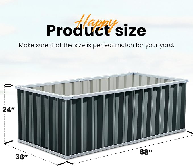 KING BIRD Raised Garden Bed 68" x 36" x 24" Heightened Galvanized Steel Metal - Image 8