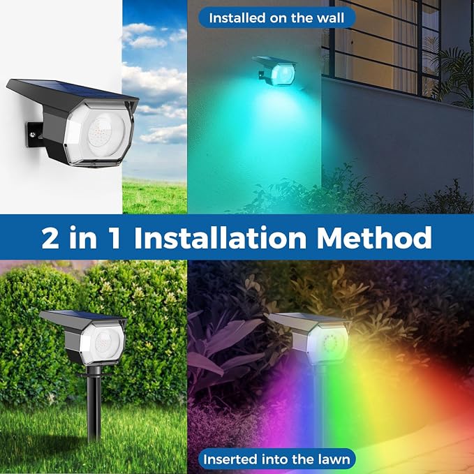 Peasur 6 Pack Solar Spot Lights Outdoor Color Changing, 7 Modes Halloween RGB - Image 4