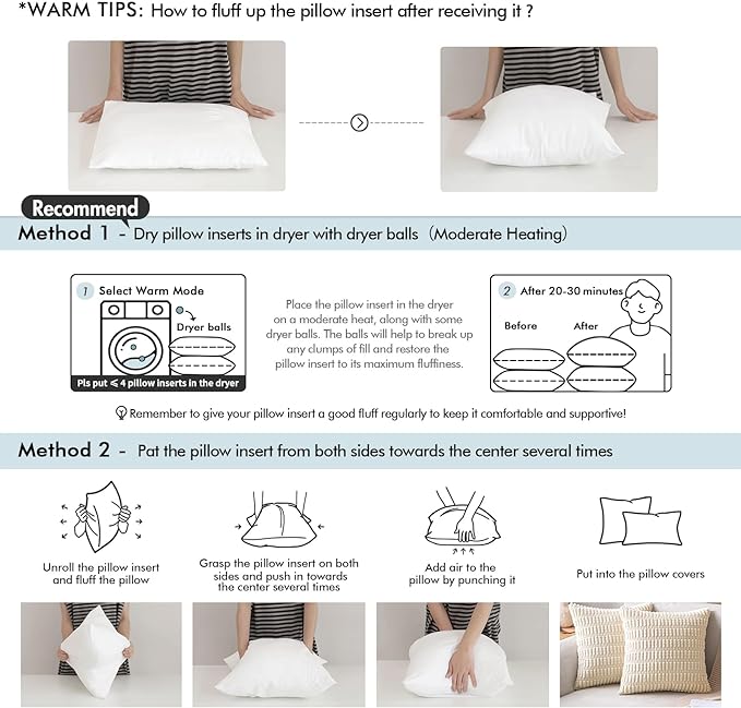 MIULEE Pack of 2 28x28 Outdoor Pillow Inserts, Outdoor Throw Pillows - Image 8