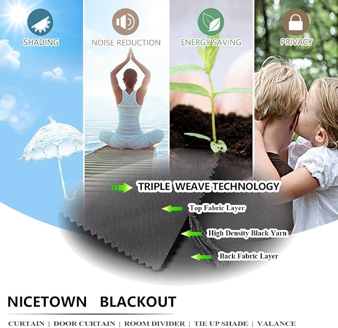 NICETOWN Heavy Weighted Outdoor Curtain Waterproof & Windproof, Thermal - Image 4