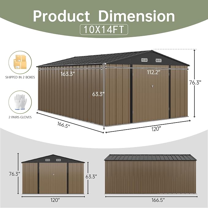 Devoko 10x14 FT Outdoor Storage Shed, Large Metal Storage Sheds - Image 3
