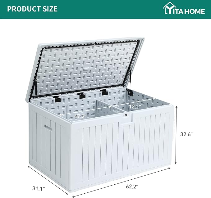 YITAHOME XXL 230 Gallon Large Deck Box, Outdoor Storage - Image 8