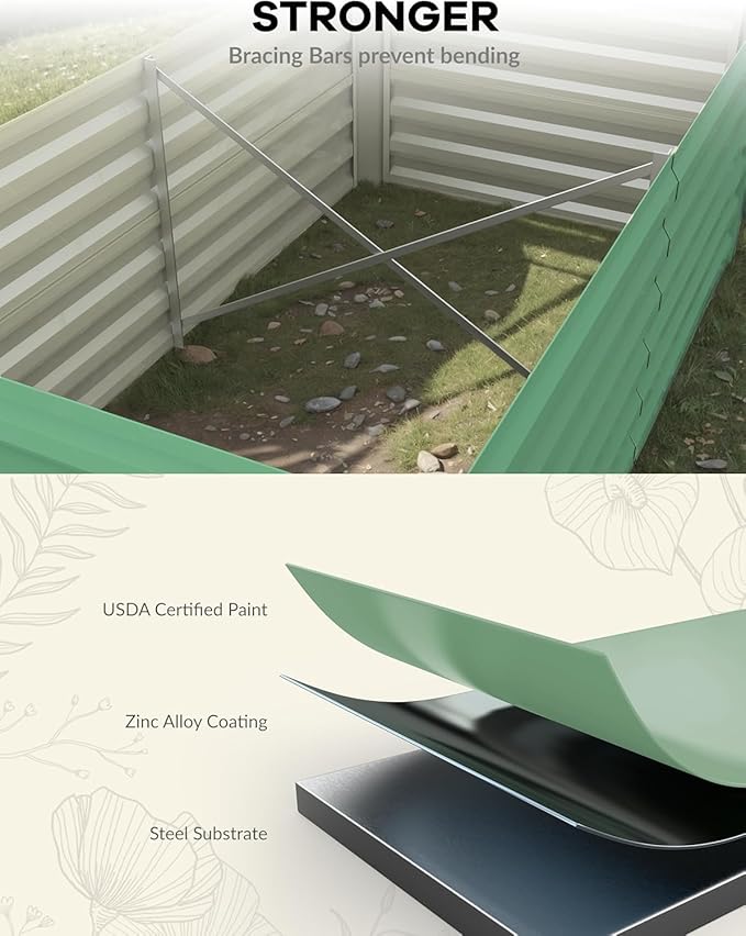 CABIHOME 2 Pcs 8x4x2 Ft Galvanized Raised Garden Bed, Deep Root Planter Box - Image 6