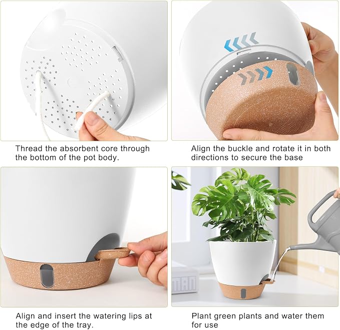 Plant Pots, 12/10/9/8/ Inch Large Plastic Self Watering Flower Pots Indoor - Image 4