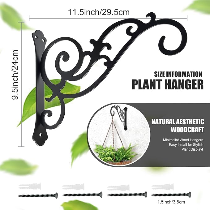 Hanging Planter Hooks 2 Pcs, Outdoor Hanging Brackets Wall Hook Heavy Duty - Image 3