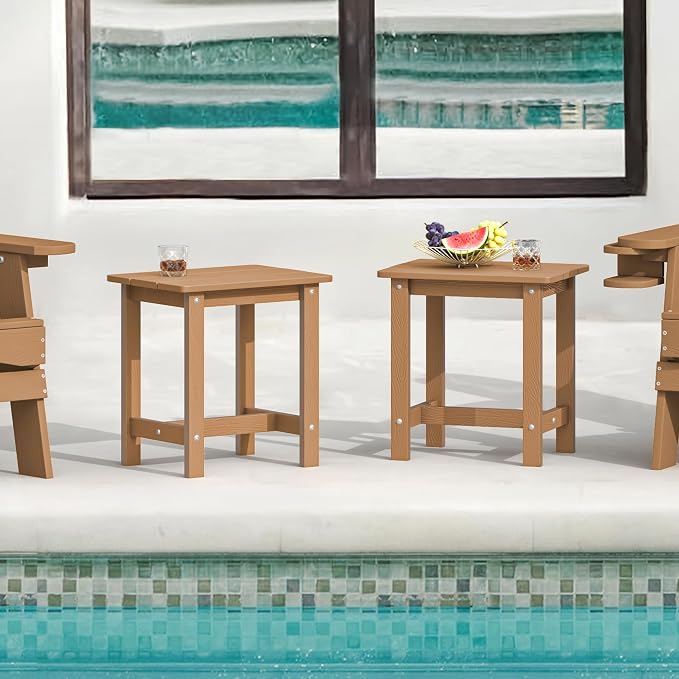 LUE BONA Outdoor Side Table Set of 2, HDPS Small Outdoor Adirondack Side Tables - Image 2