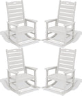 SERWALL Outdoor Rocking Chair Set of 4, Oversized HDPE Patio Rocking Chair by SERWALL