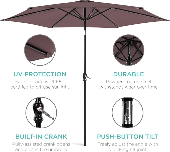 Best Choice Products 10ft Outdoor Table Compatible Steel Polyester Market Patio - Image 5