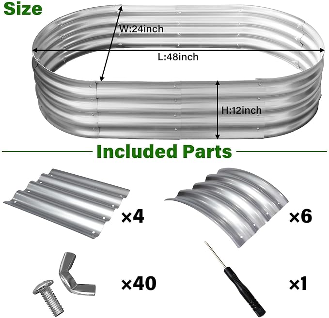 Galvanized Raised Garden Bed for Outdoor: 4X2X1ft Durable Metal Vegetable Plant - Image 2